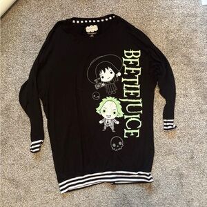 Beetlejuice Black Long-Sleeve PJs with Neon Green Graphic